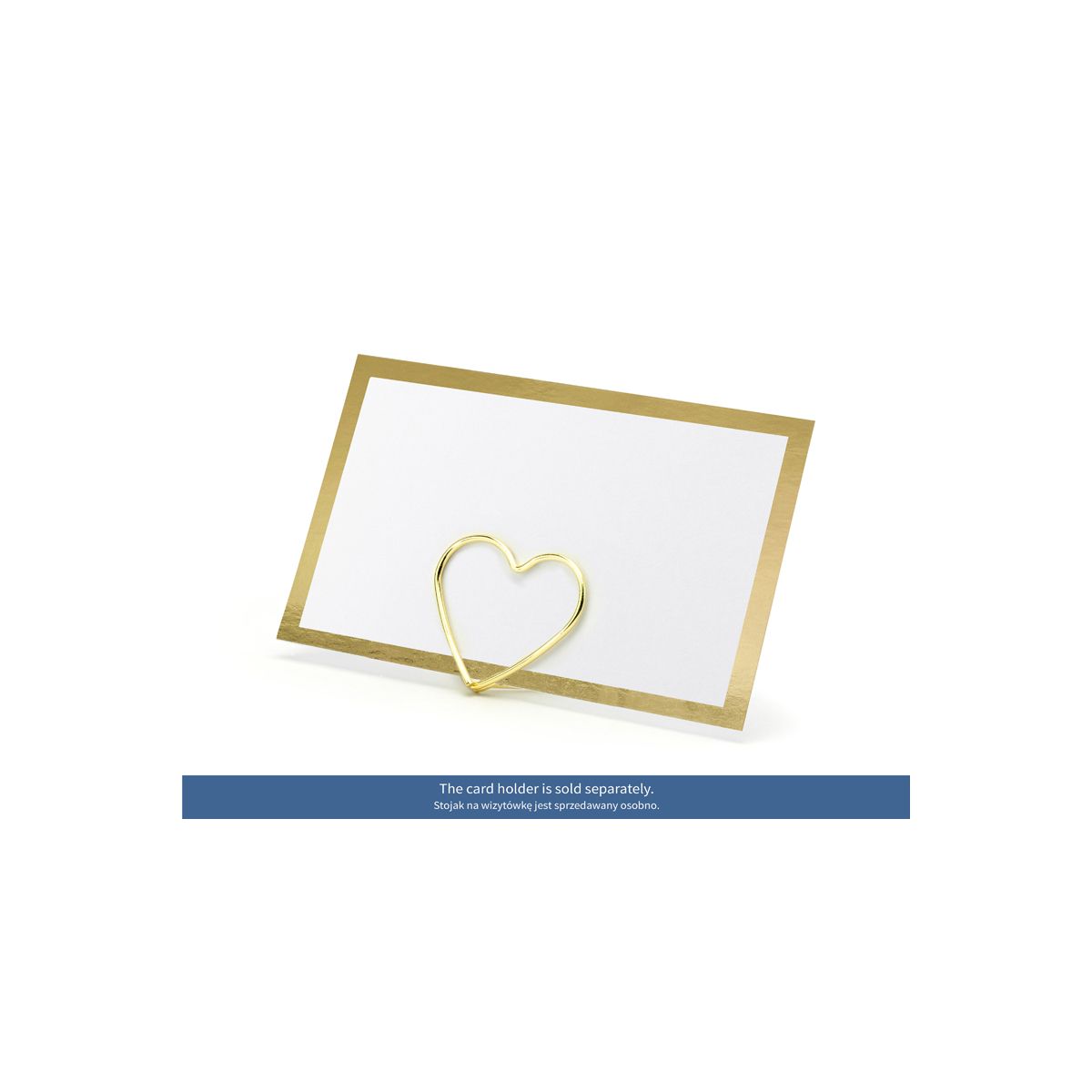 Wizytówka na stół wykonane z papieru w kolorze białym, ze złotą metalizowaną ramką (1 op. / 10 szt.) Partydeco (WS5-019ME)
