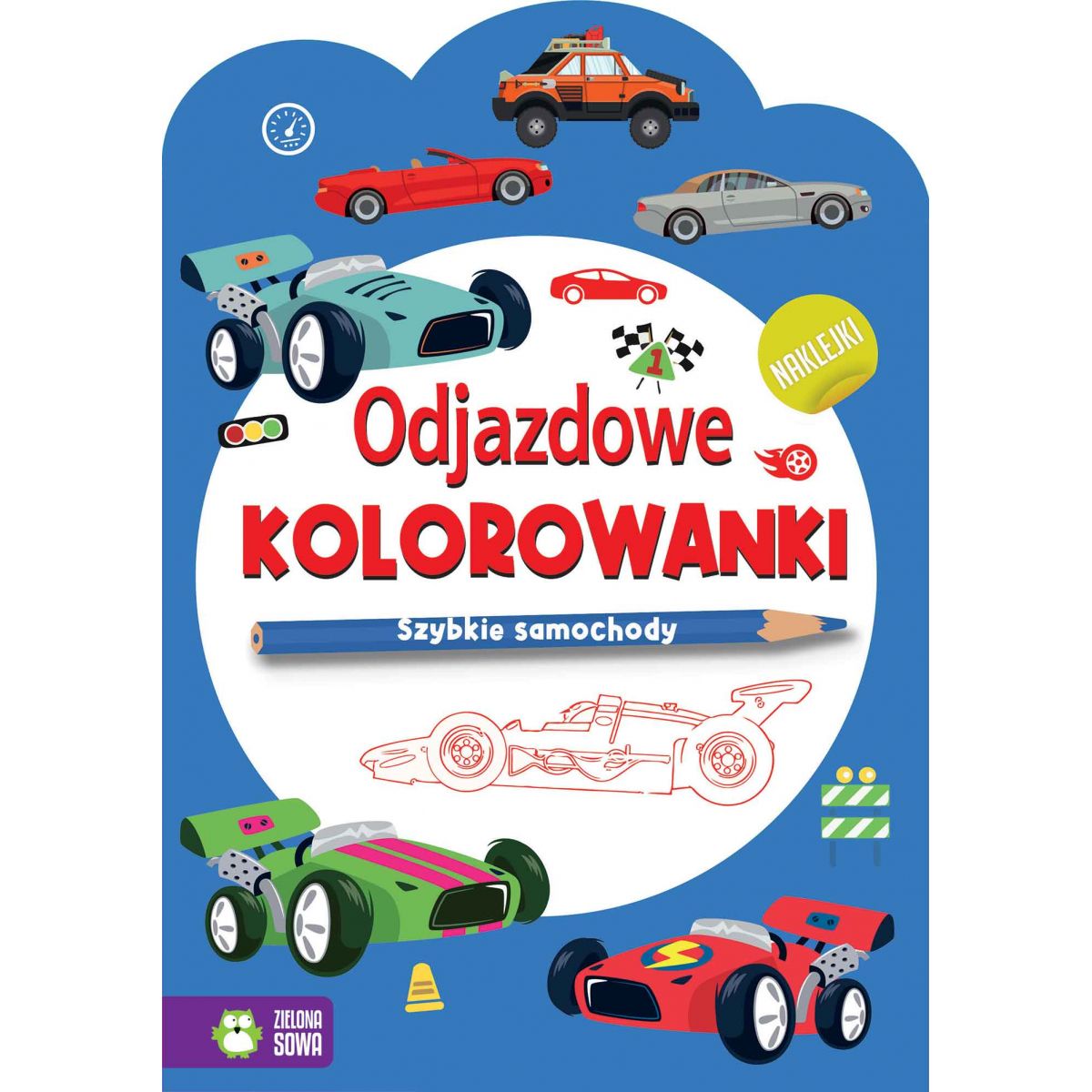 Książeczka edukacyjna Zielona Sowa Odjazdowe kolorowanki. Szybkie samochody