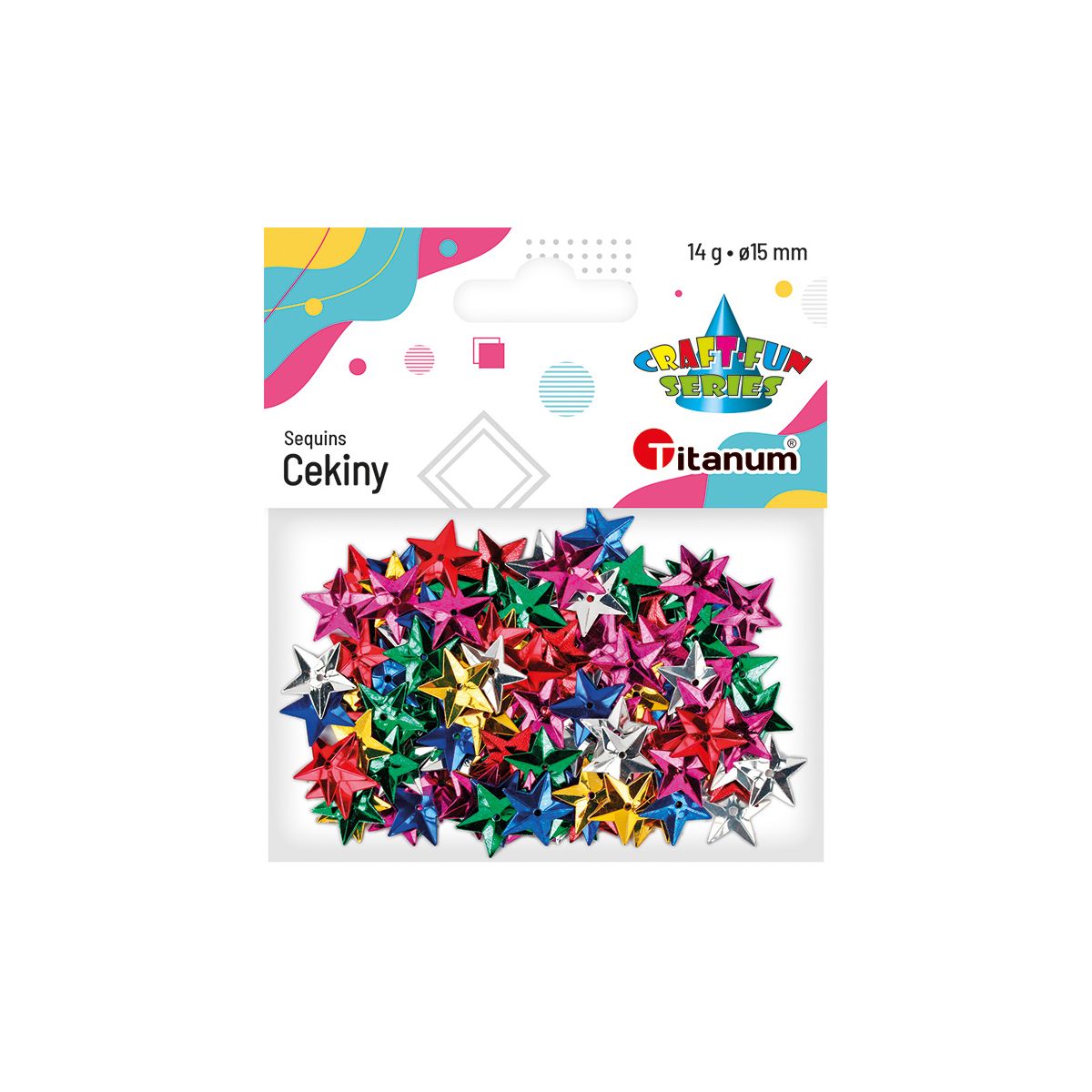 Cekiny Titanum Craft-Fun Series gwiazdki 15mm mix 14g (CG035)