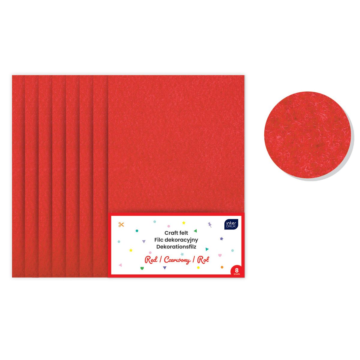 Filc kolor: czerwony 10 ark. Interdruk (IFILDEKCZE)