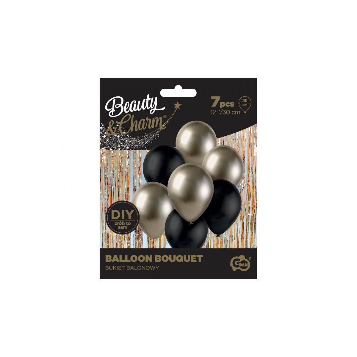 Balon gumowy Godan Bukiet balonowy B&C prosecco-czarny, 7 szt. czarny 300mm 12cal (BB-PRC7)