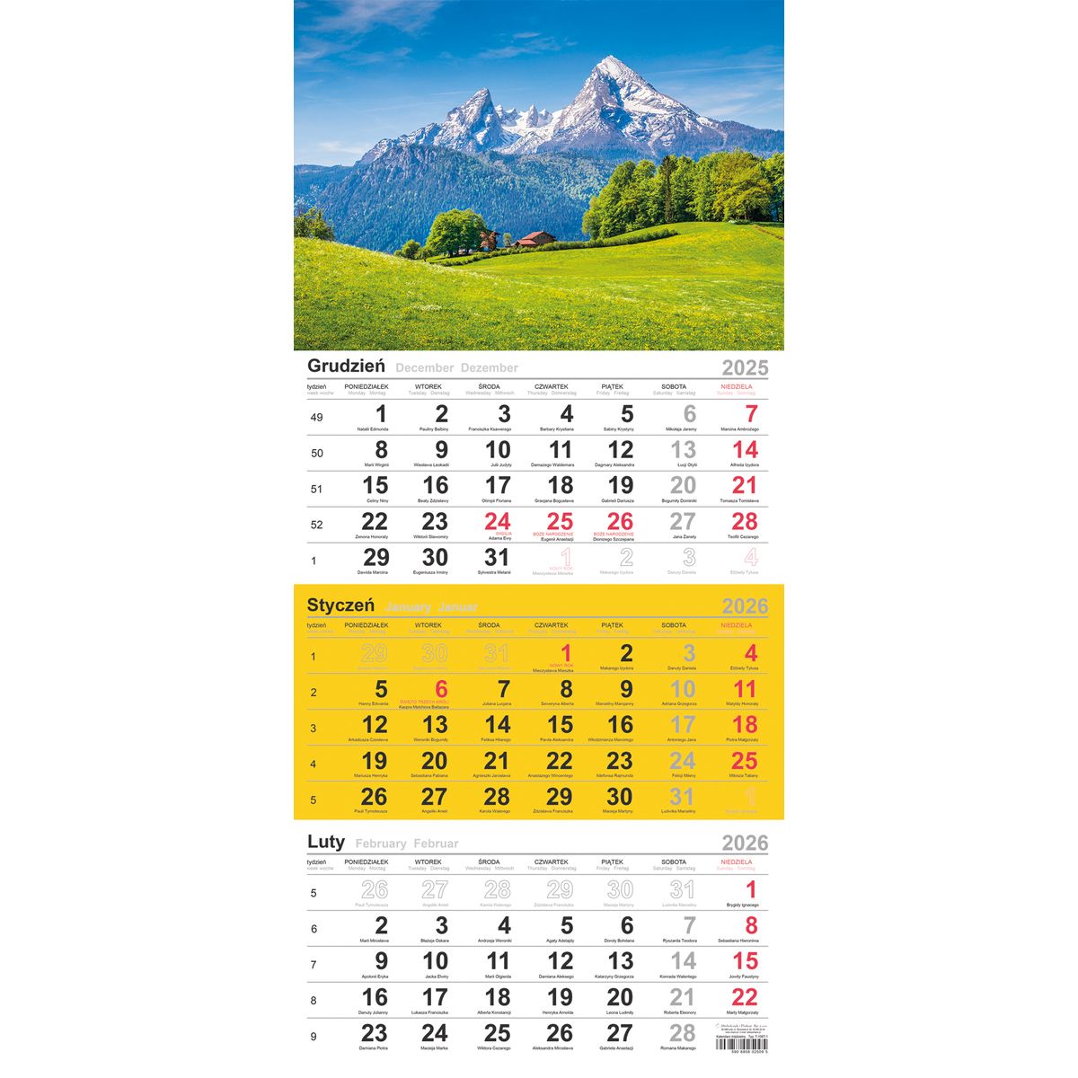 Kalendarz ścienny trójdzielny 288mm x 622mm Michalczyk i Prokop (T-106T-01)