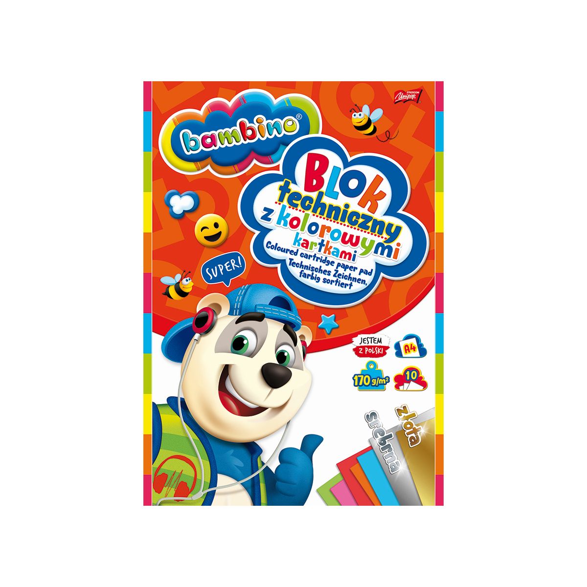 Blok techniczny Bambino kolor A4 160g 10k [mm:] 210x297 Unipap