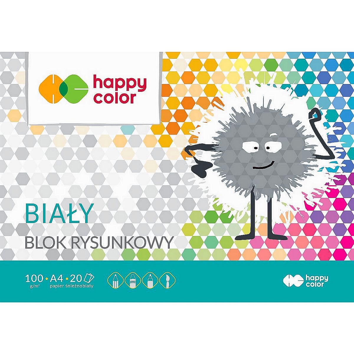 Blok rysunkowy Happy Color A4 biały 100g 20k [mm:] 210x297 (HA 3710 2030-0)