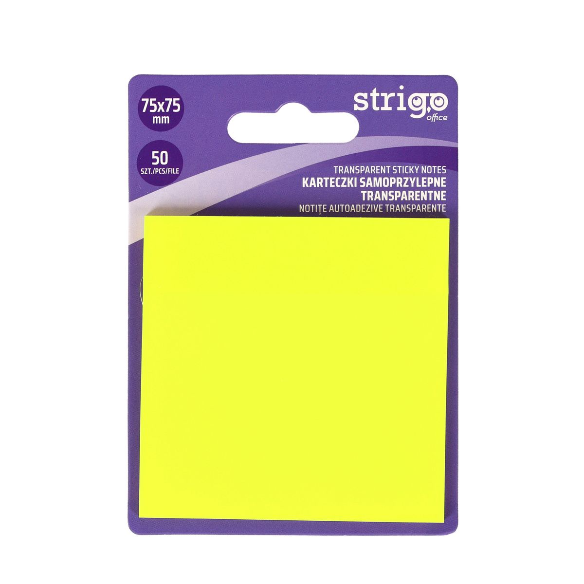 Notes samoprzylepny (karteczki) Strigo NEONOWE żółty 50k [mm:] 75x75 (SSN032)