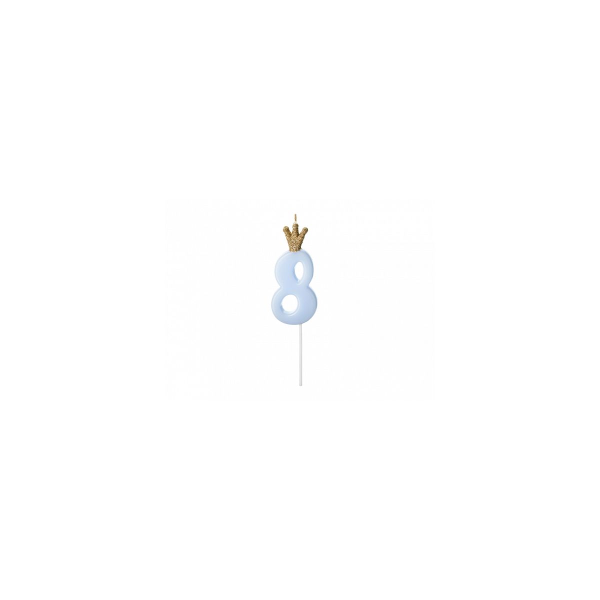 Świeczka urodzinowa Cyferka 8, jasny niebieski, 9.5cm Partydeco (SCU6-8-001J)