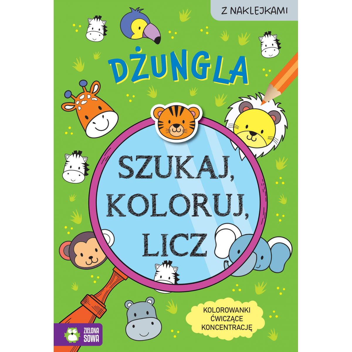 Książka dla dzieci Szukaj, koloruj i licz. Dżungla Aksjomat
