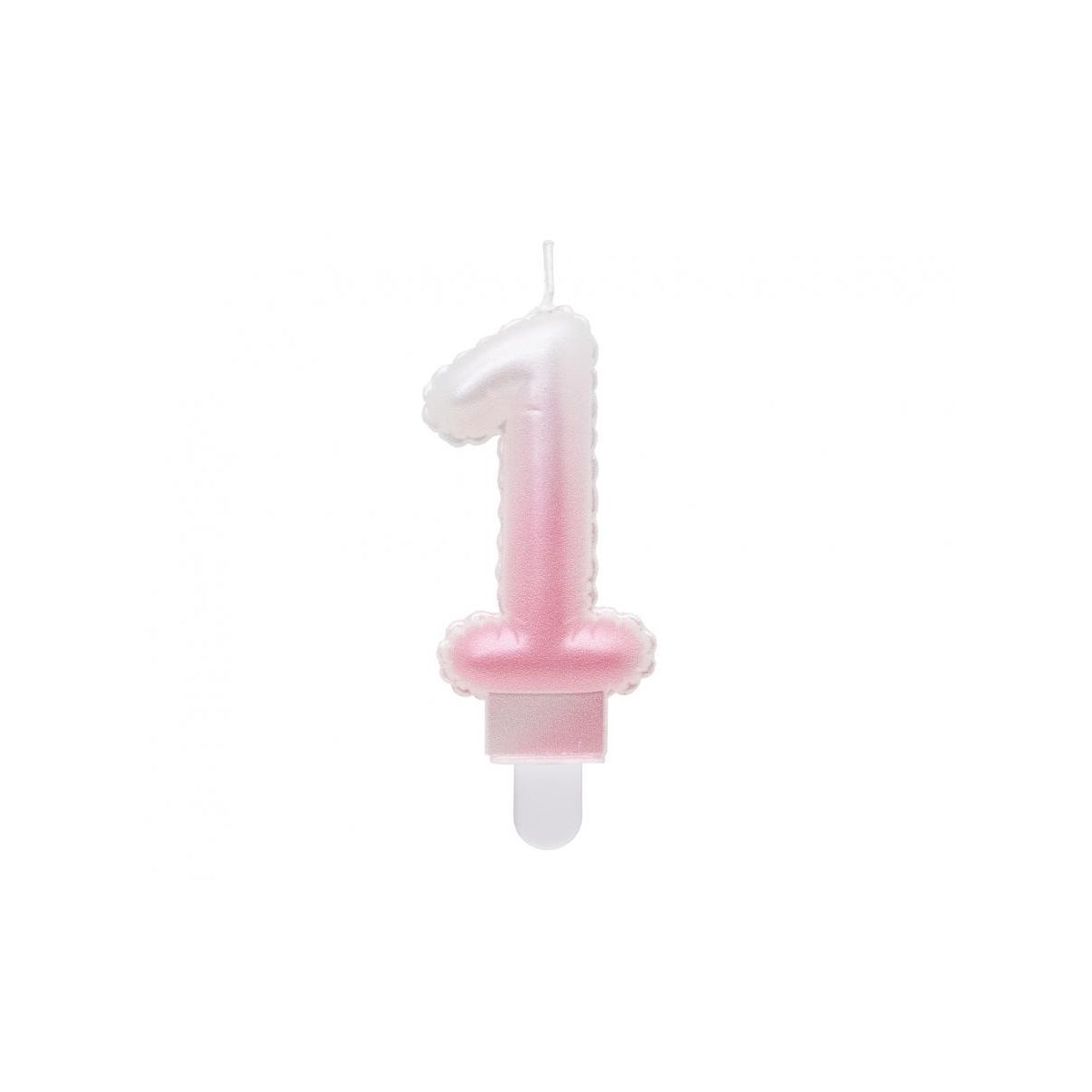 Świeczka urodzinowa cyferka 1, ombre, perłowa biało-różowa, 7 cm Godan (SF-PBR1)