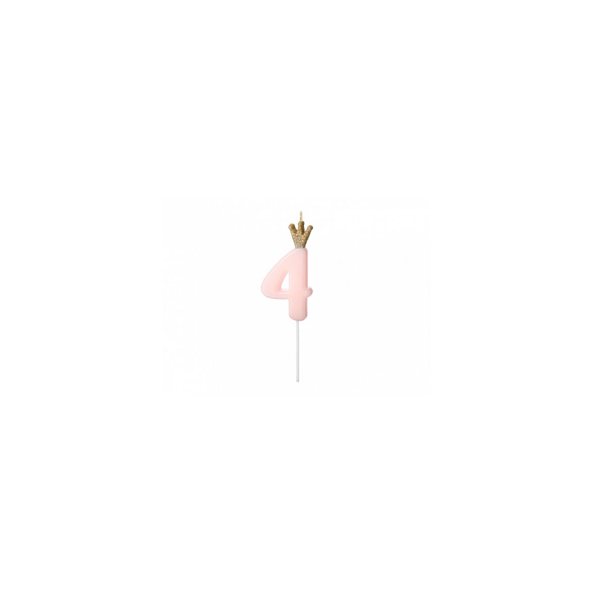 Świeczka urodzinowa Cyferka 4, jasny różowy, 9.5cm Partydeco (SCU6-4-081J)