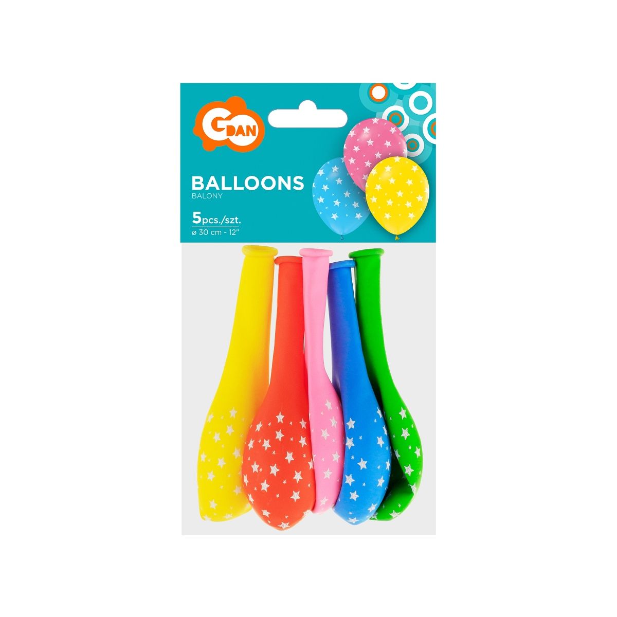 Balon foliowy Godan Gwiazdki 12/5 szt 12cal (131GZ-GWZ5)