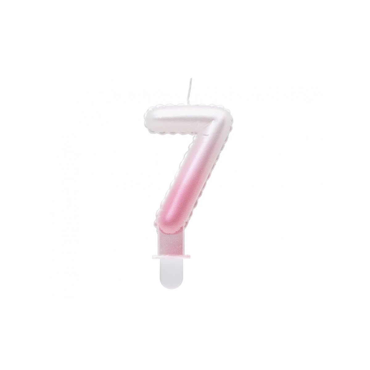Świeczka urodzinowa cyferka 7, ombre, perłowa biało-różowa, 7 cm Godan (SF-PBR7)