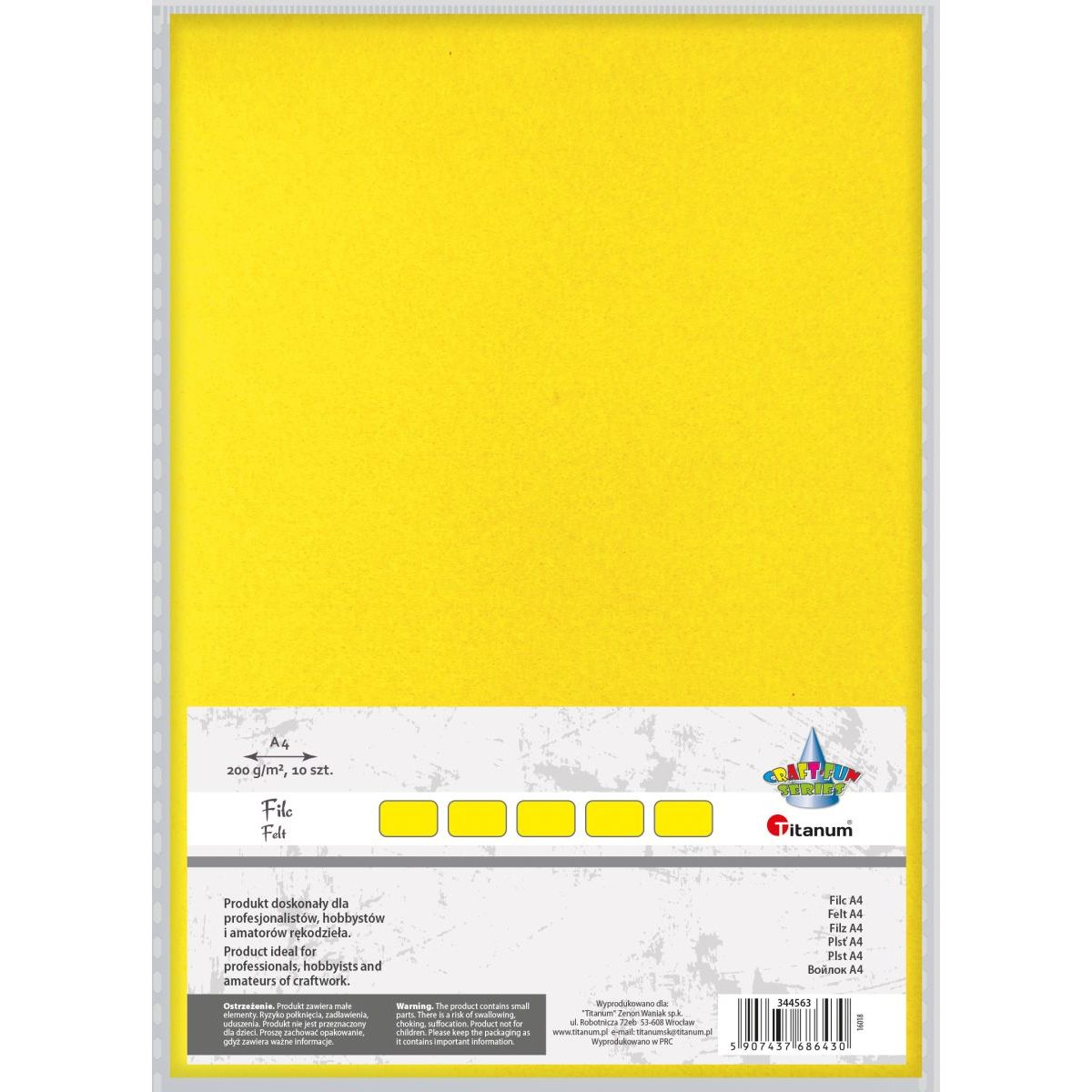 Filc Craft-Fun Series A4 kolor: cytrynowy 10 ark. Titanum (089)