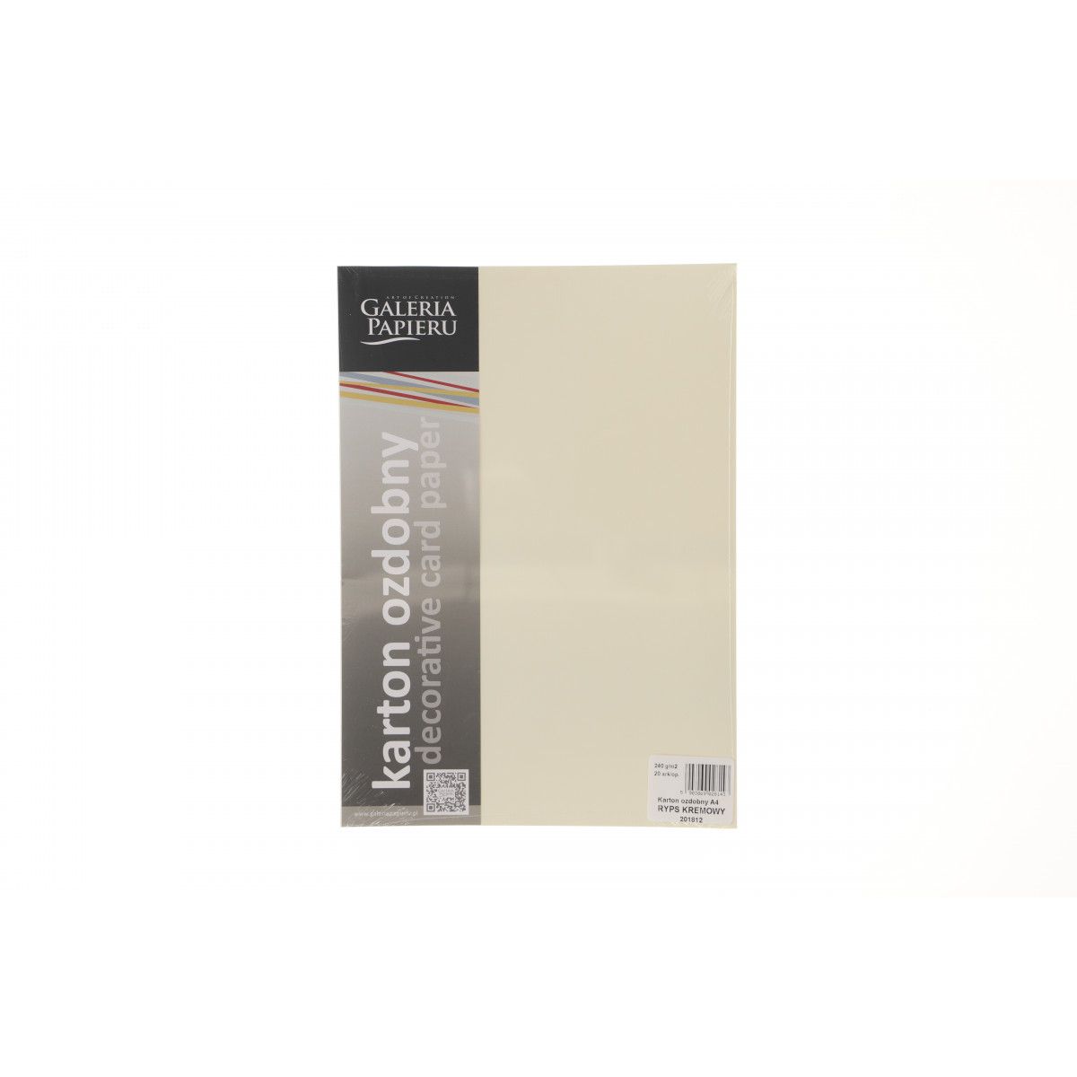 Papier ozdobny (wizytówkowy) ryps kremowy A4 kremowy 240g Galeria Papieru (201812)