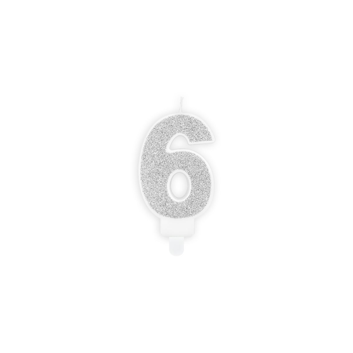Świeczka urodzinowa cyferka 6 srebrny 7 cm 7cm Partydeco (SCU3-6-0188)