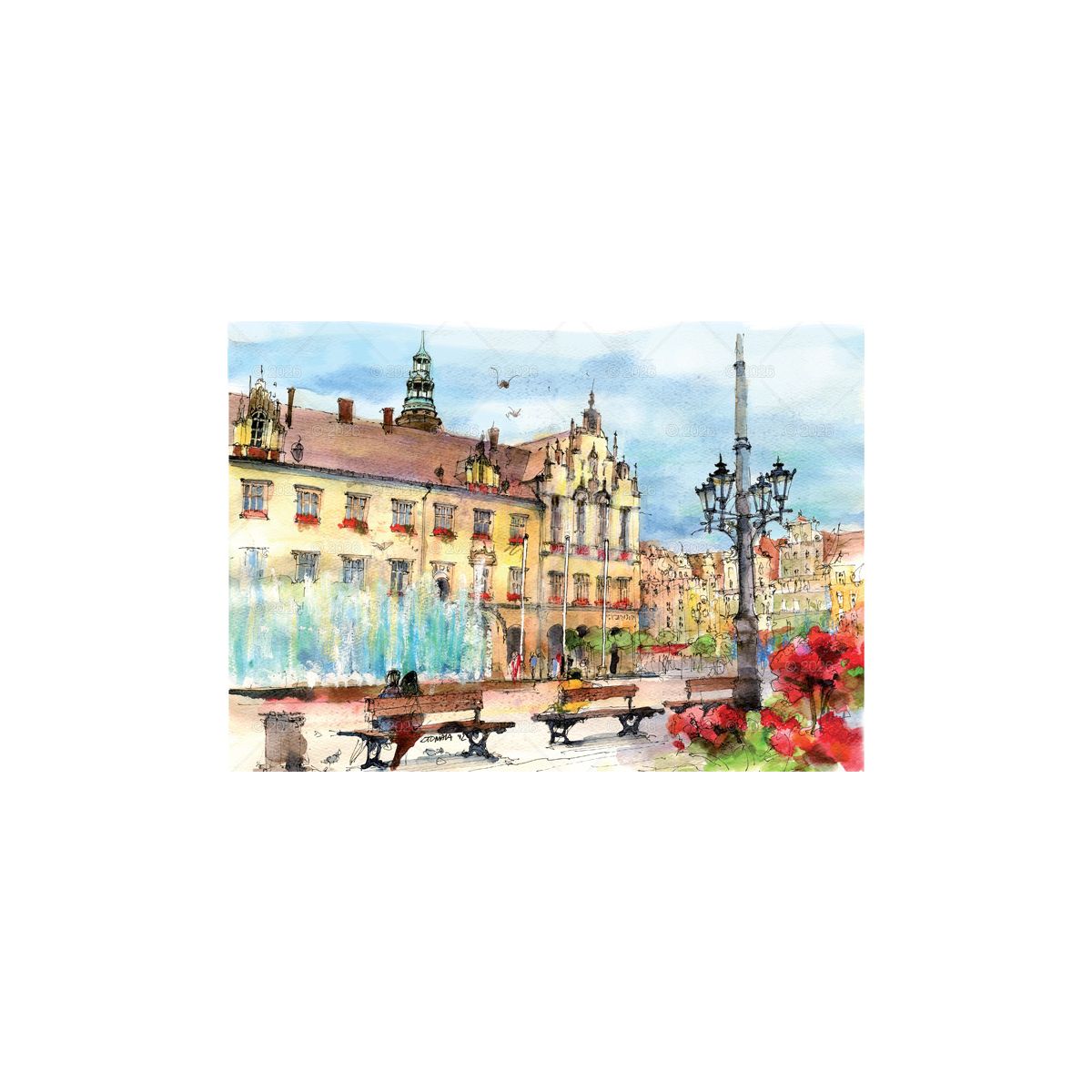 Kalendarz ścienny (401000) k:2915-377 miasta w awkareli rodzinny 2026 280mm x 400mm Lucrum (WL05)