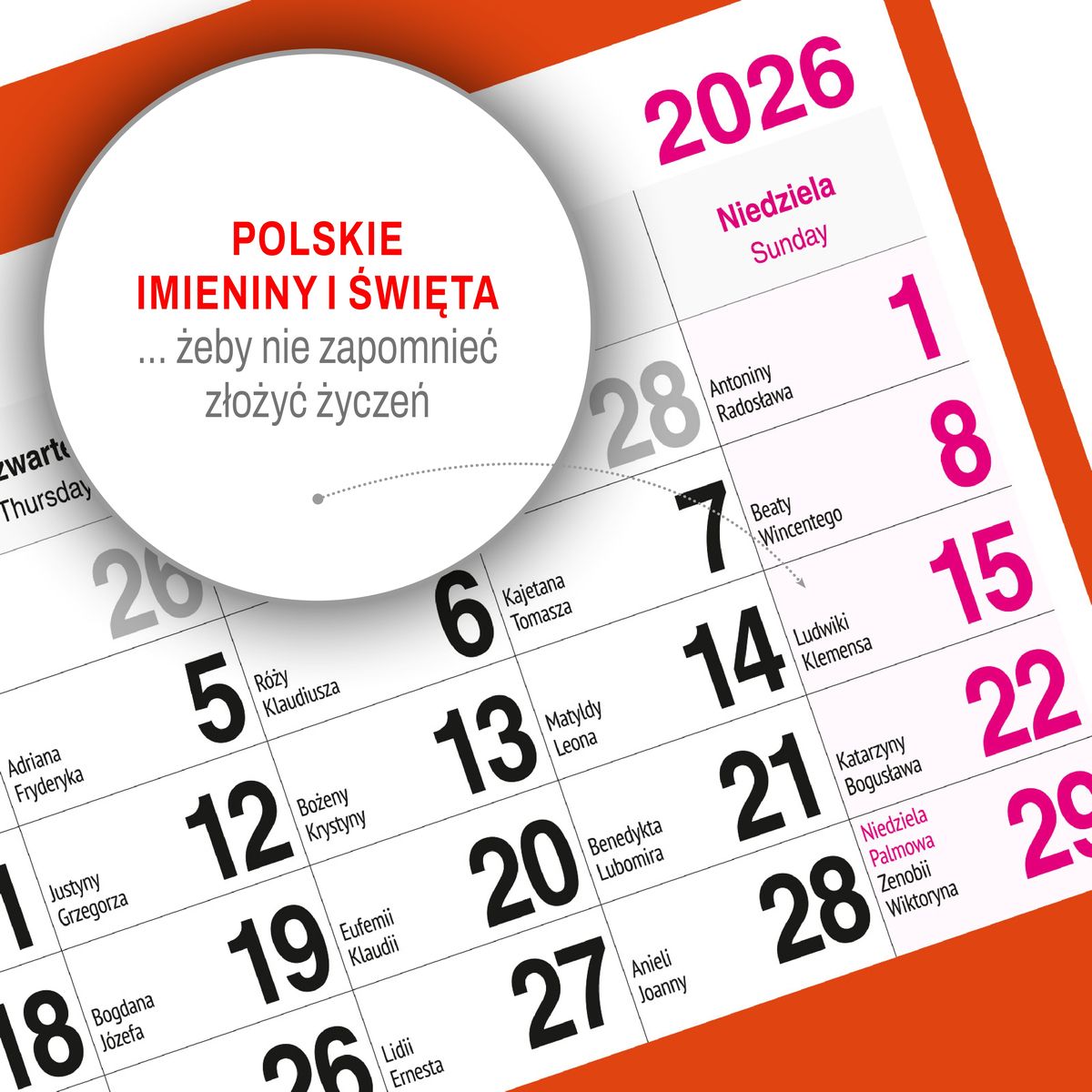 Kalendarz ścienny KOT 310mm x 790mm Press