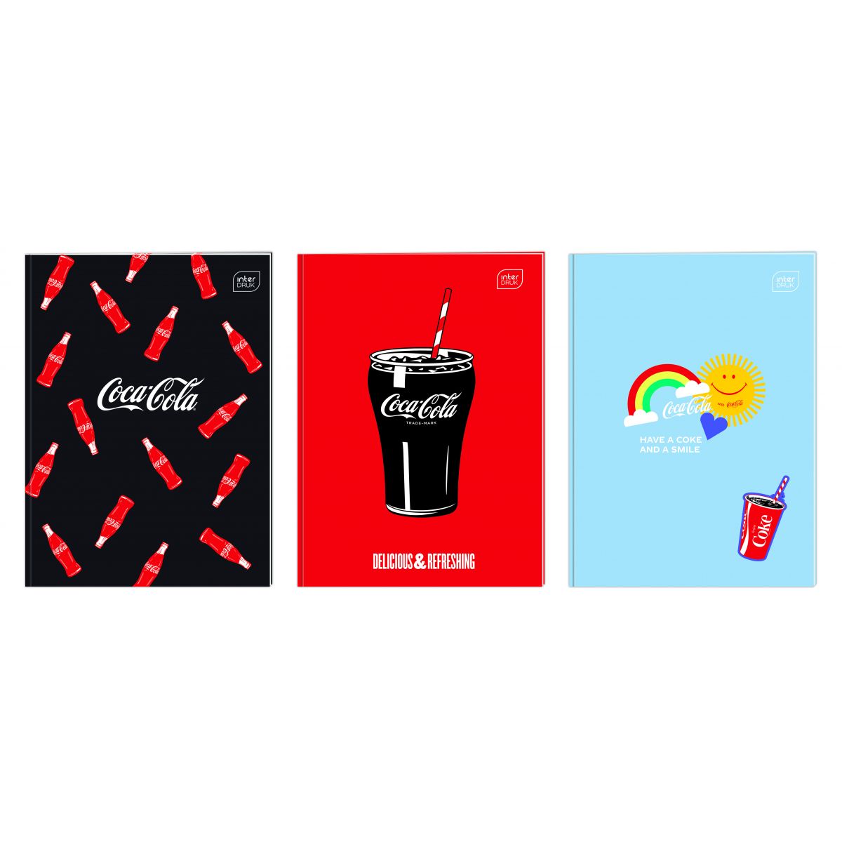 Zeszyt COCA COLA MAT+UV A5 32k. 70g trzy linie Interdruk