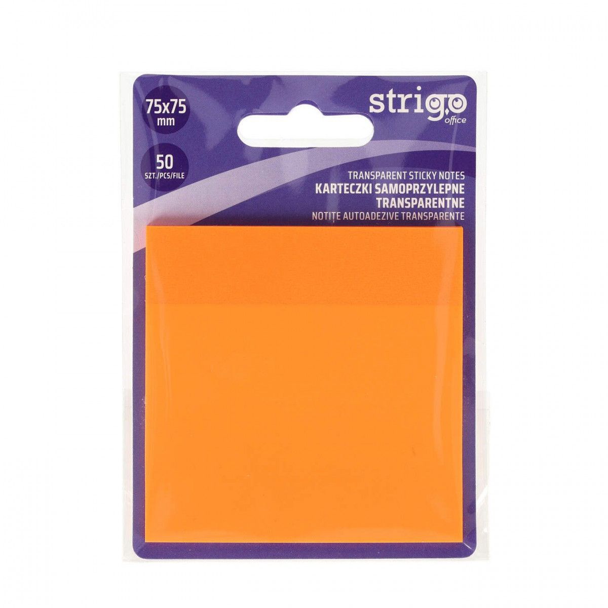 Notes samoprzylepny (karteczki) Strigo NEONOWE pomarańczowy 50k [mm:] 75x75 (SSN031)
