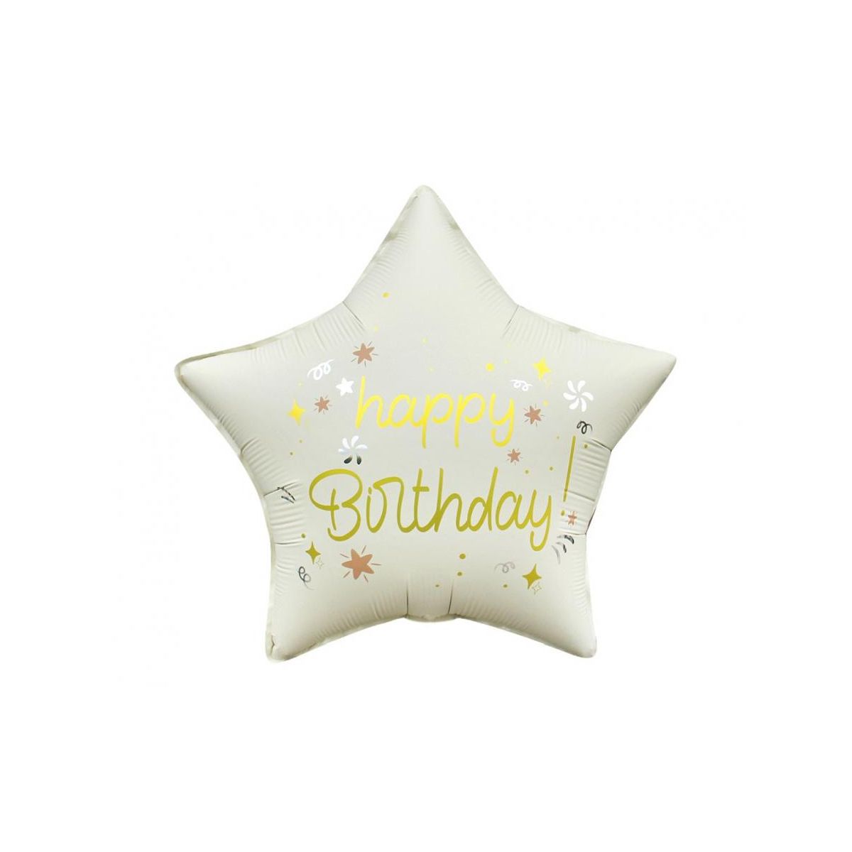 Balon foliowy Godan Happy Birthday, gwiazda matowa biała 18cal (FG-GHMB)