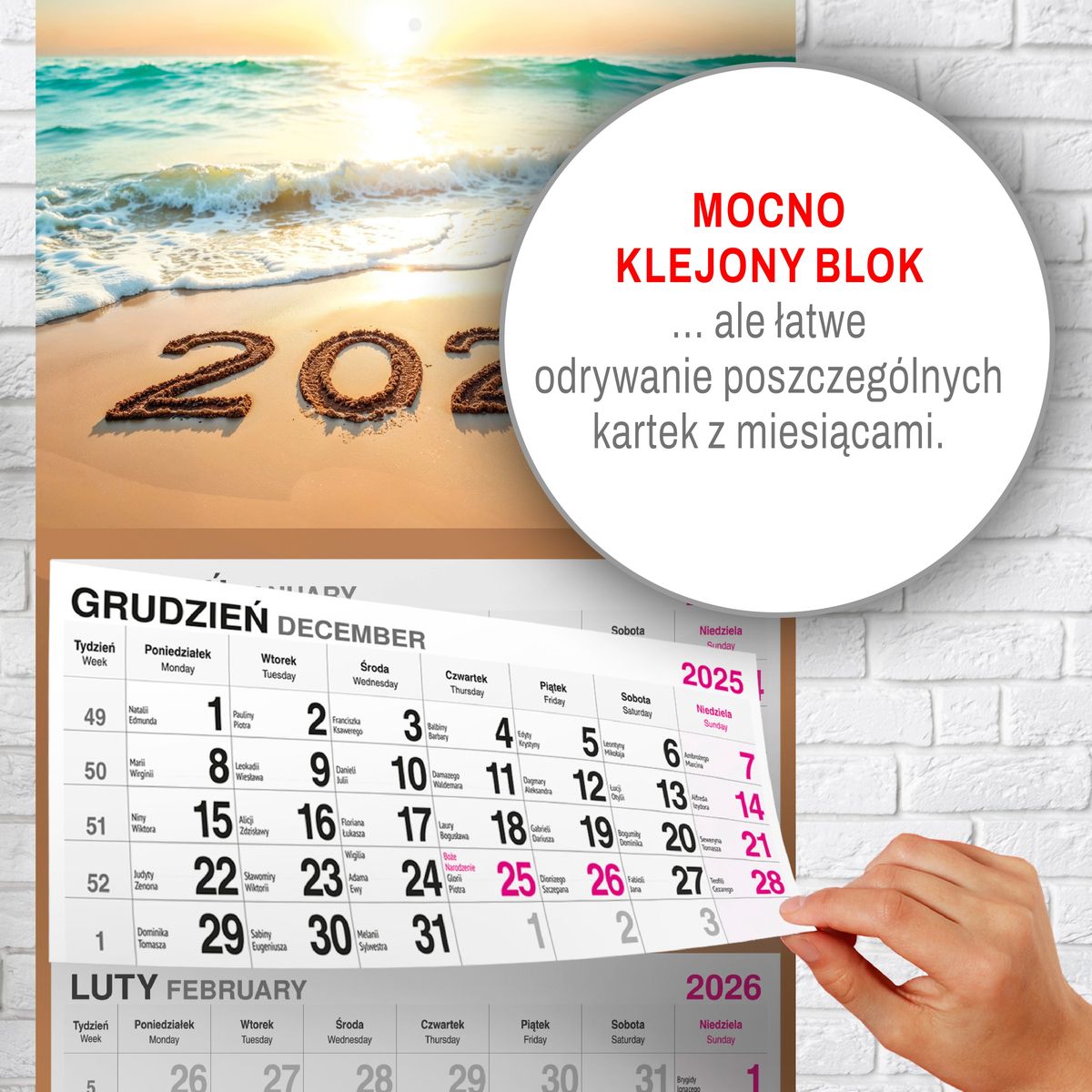 Kalendarz ścienny (401000) k:2915-377 PLAŻA 310mm x 790mm Press