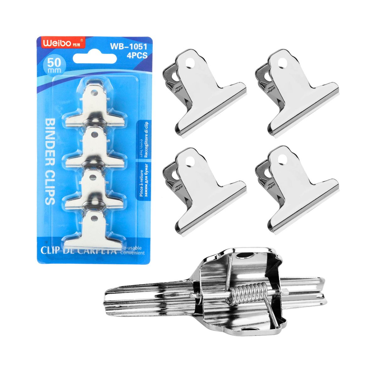 Klipsy do spinania dokumentów metal 4 szt 50mm Lean (22405)