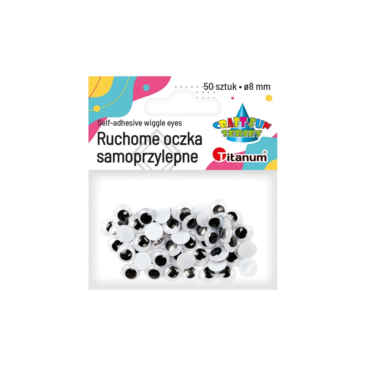 Oczy samoprzylepne Titanum Craft-Fun Series ruchome 8mm