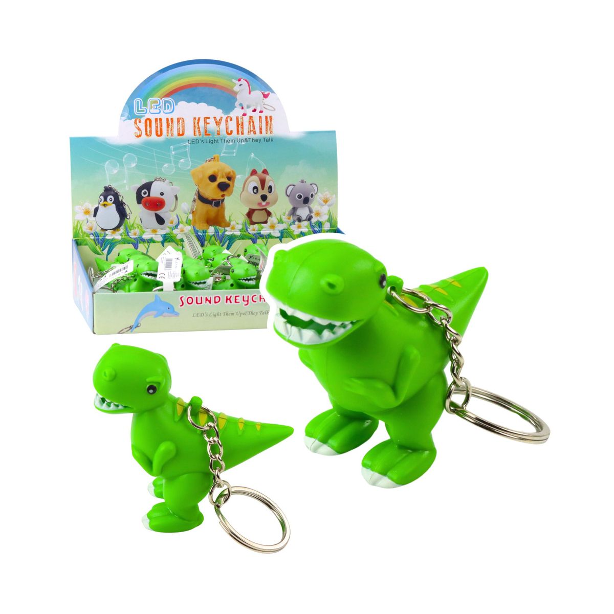 Brelok Dinozaur Latarka LED Dźwięki Zielony Lean (22100)