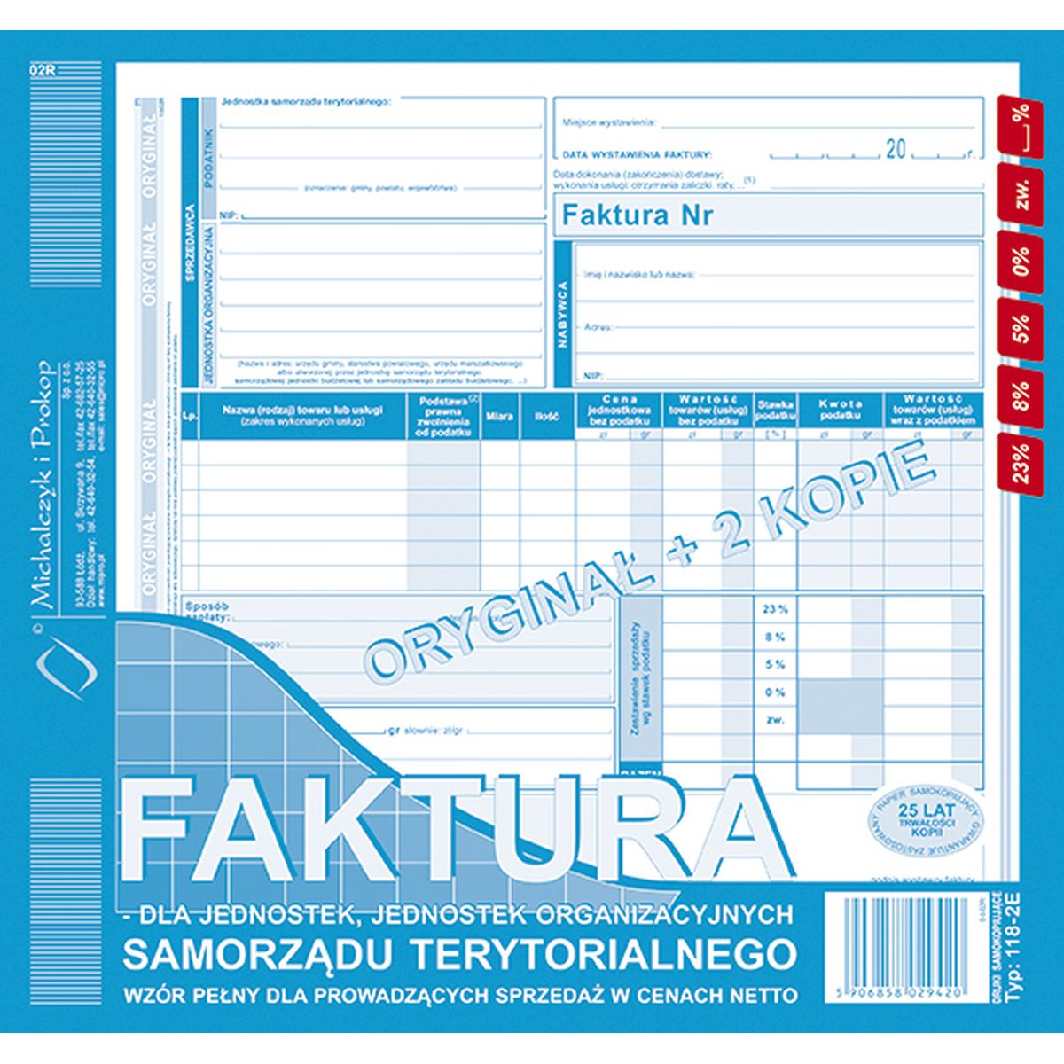 Druk offsetowy faktura 2/3 A4 81k. Michalczyk i Prokop (118-2E)