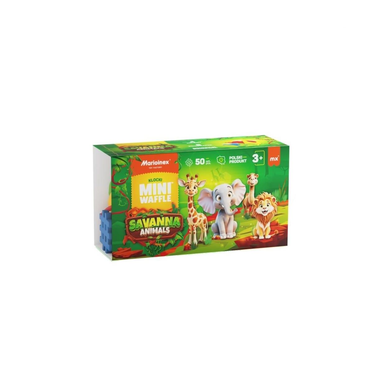 Klocki konstrukcyjne Marioinex Mini Waffle 50el Animals Sawanna (5903033907078)