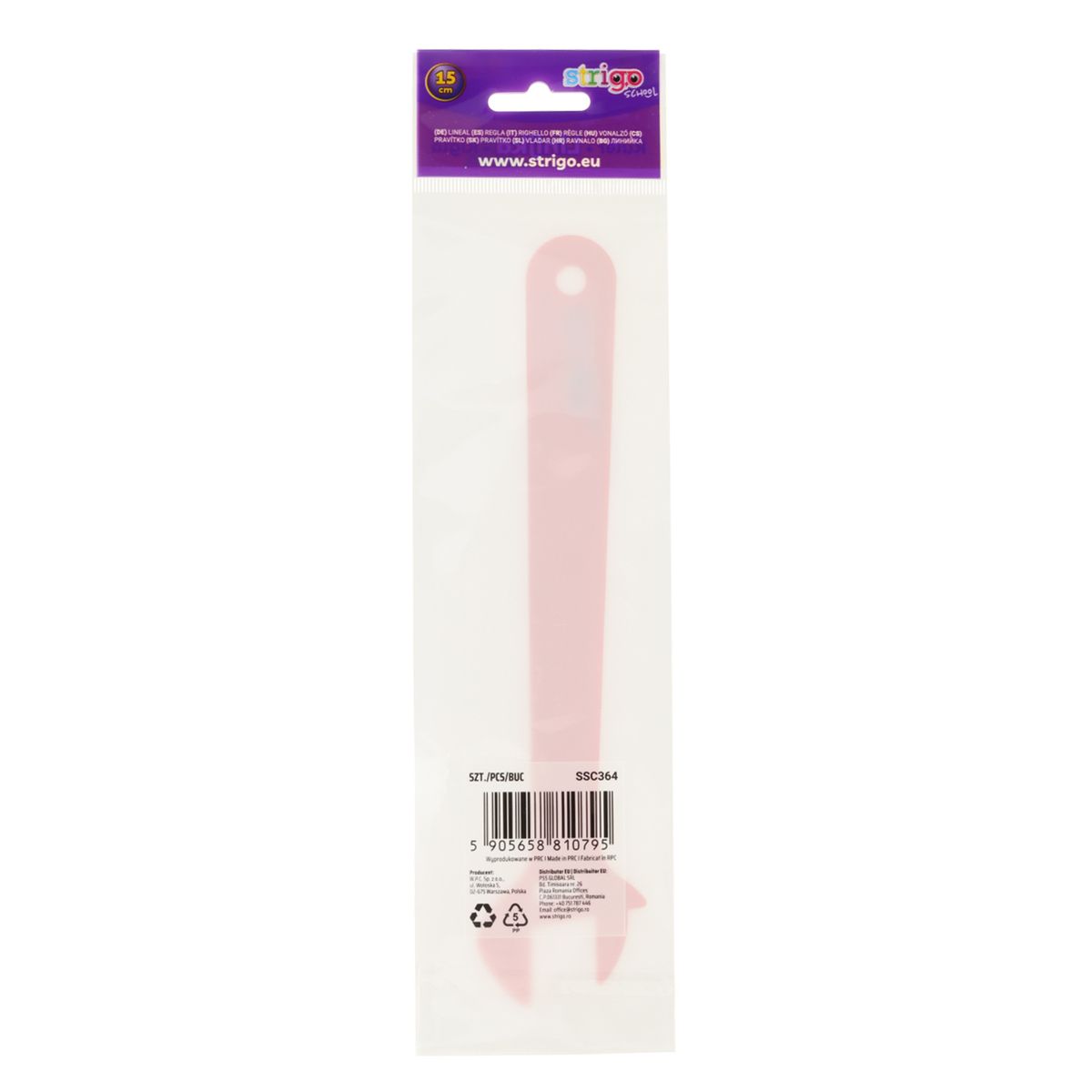 Linijka plastikowa 15 cm KLUCZ FRANCUSKI 15cm Strigo (SSC362)