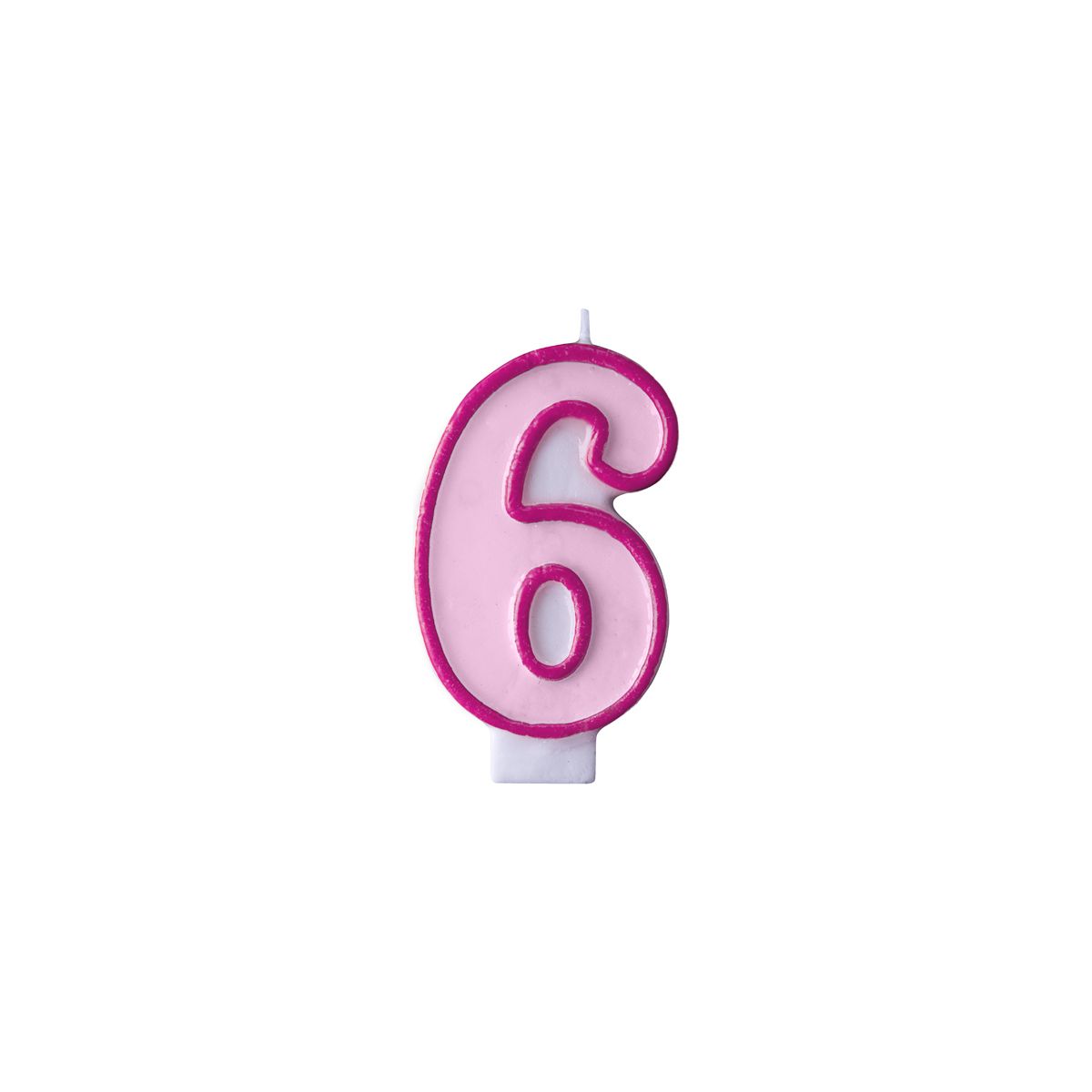 Świeczka urodzinowa Cyferka 6 w kolorze różowym 7 centymetrów Partydeco (SCU1-6-006)