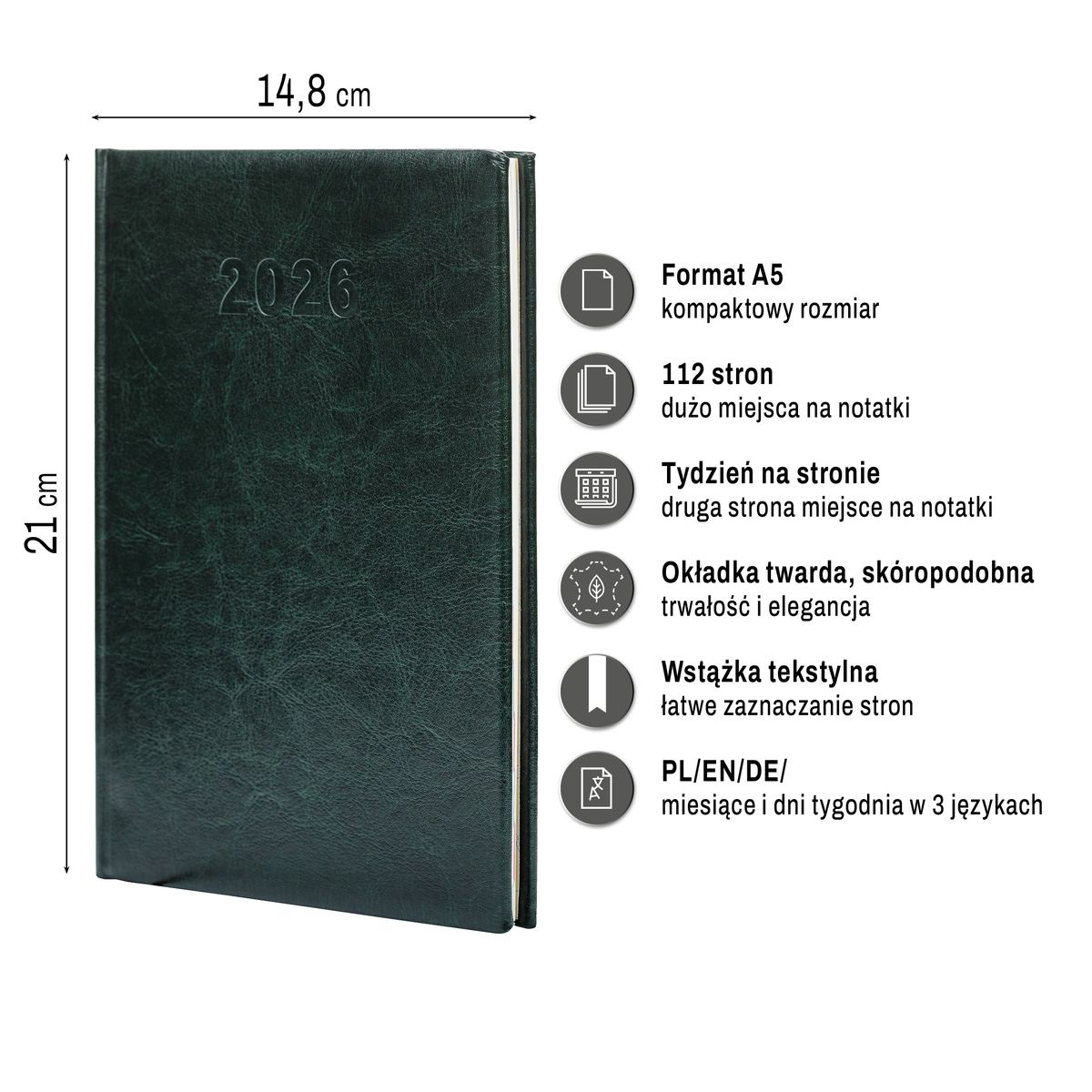Kalendarz książkowy (terminarz) A5 Press (tygodniowy)