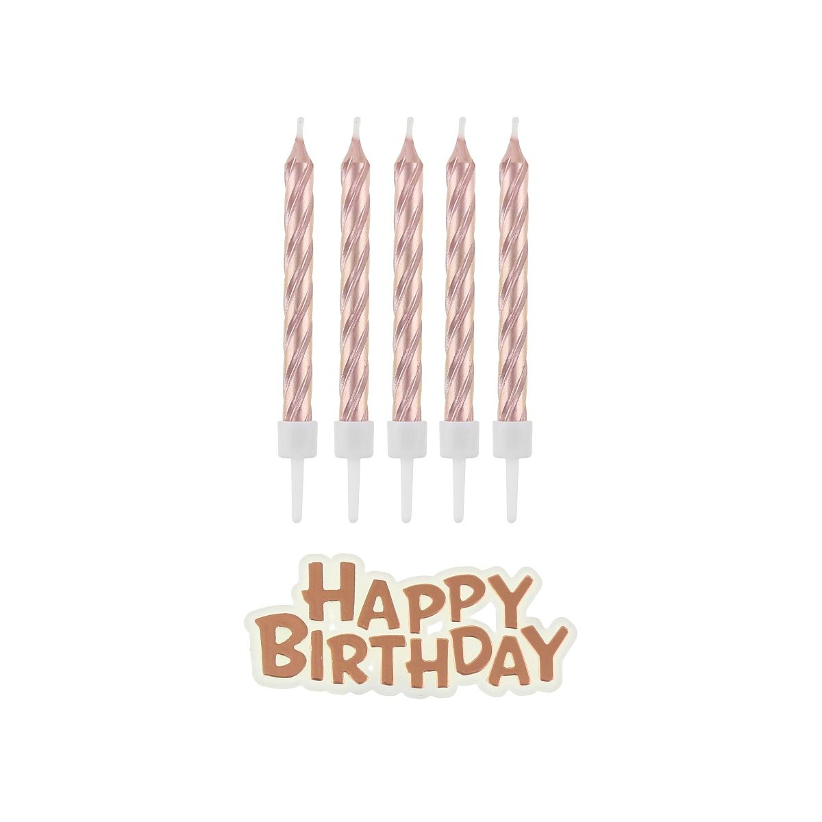 Świeczka urodzinowa Happy Birthday metaliczne różowo-złote 16 sztuk Godan (SF-SUHB)