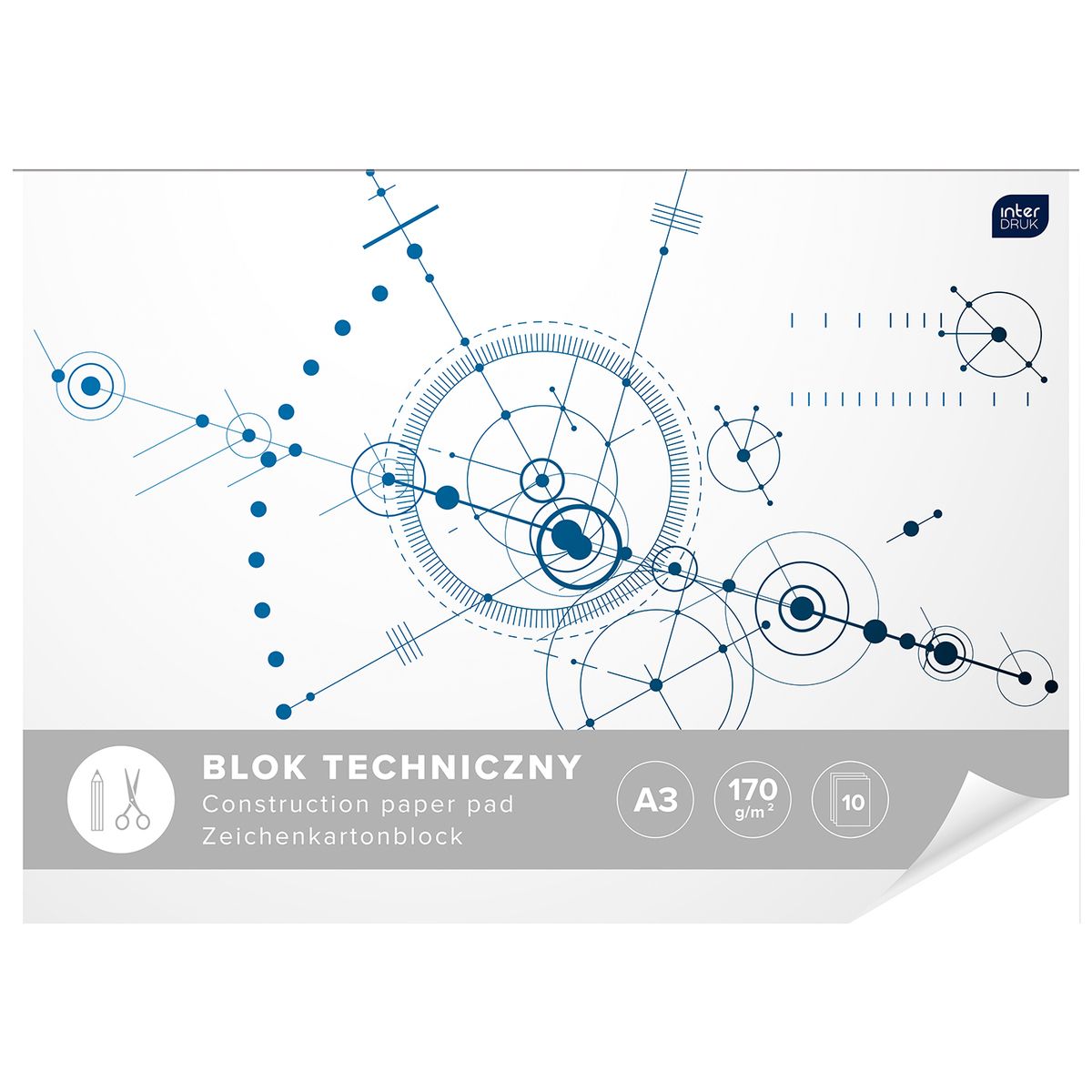 Blok techniczny Interdruk A3 biały 170g 10k (BLTA3)