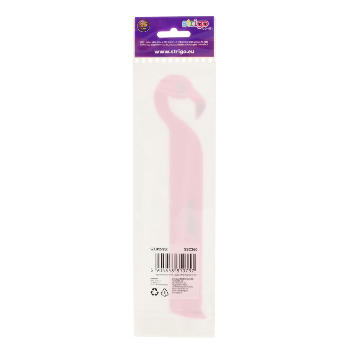 Linijka plastikowa 15 cm FLAMING 15cm Strigo (SSC360)