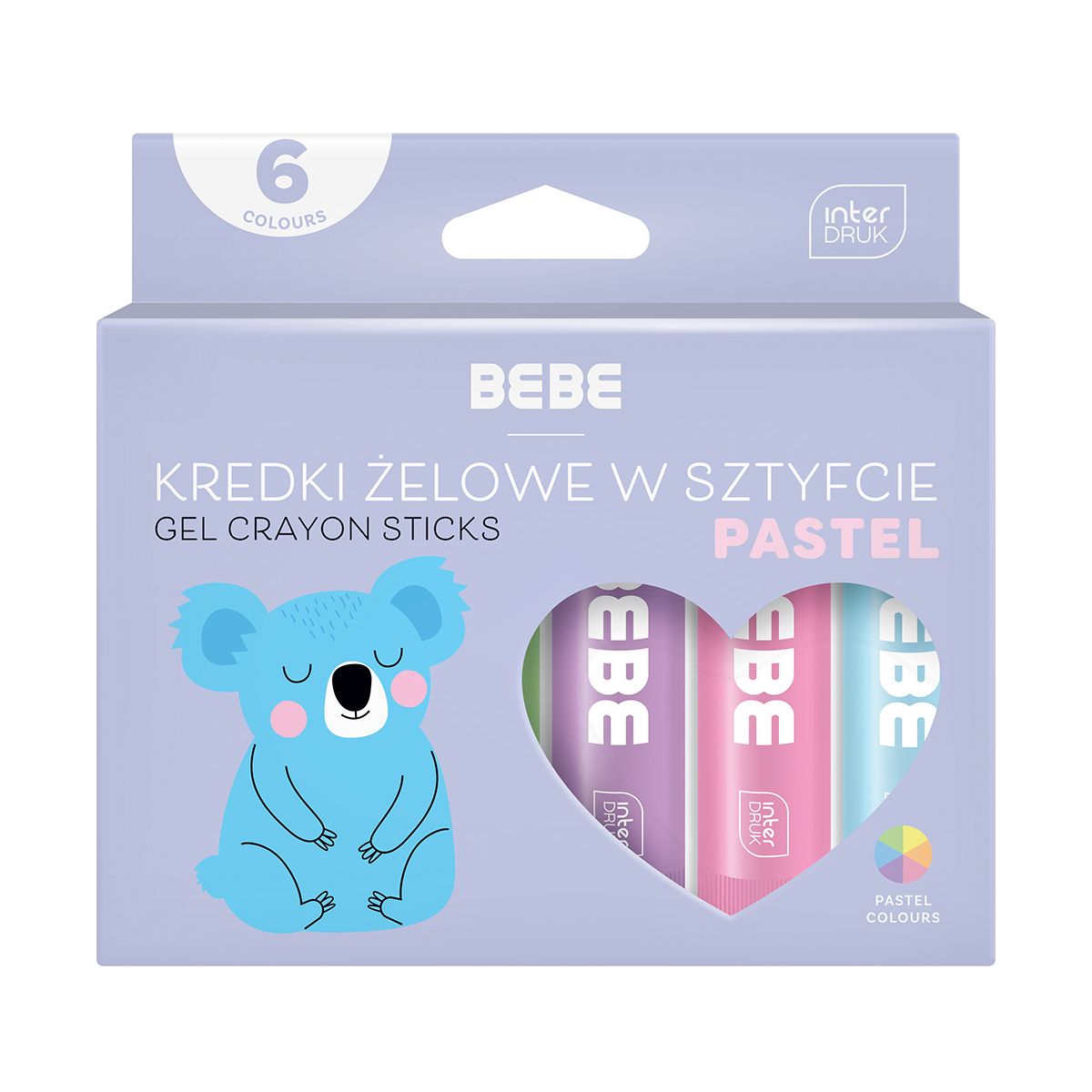 Kredki żelowe BB PASTEL 6x10g 5902277316639 Interdruk (IFARPLSZTBBP)