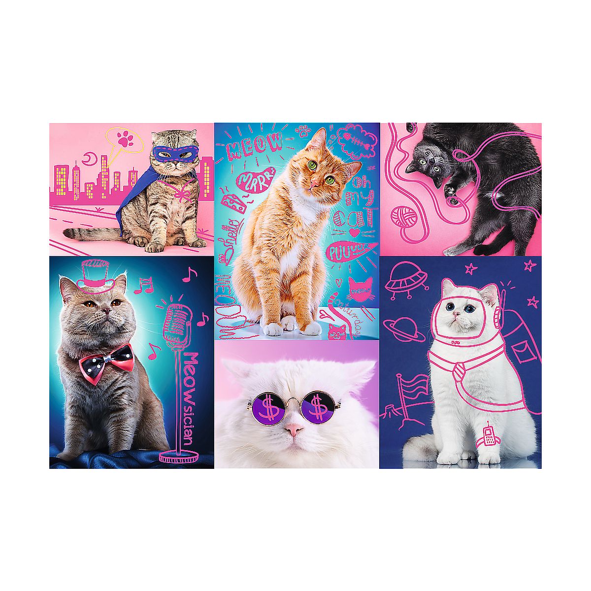 Puzzle Trefl Super cats Neon Color Line 1000 el. (10581)