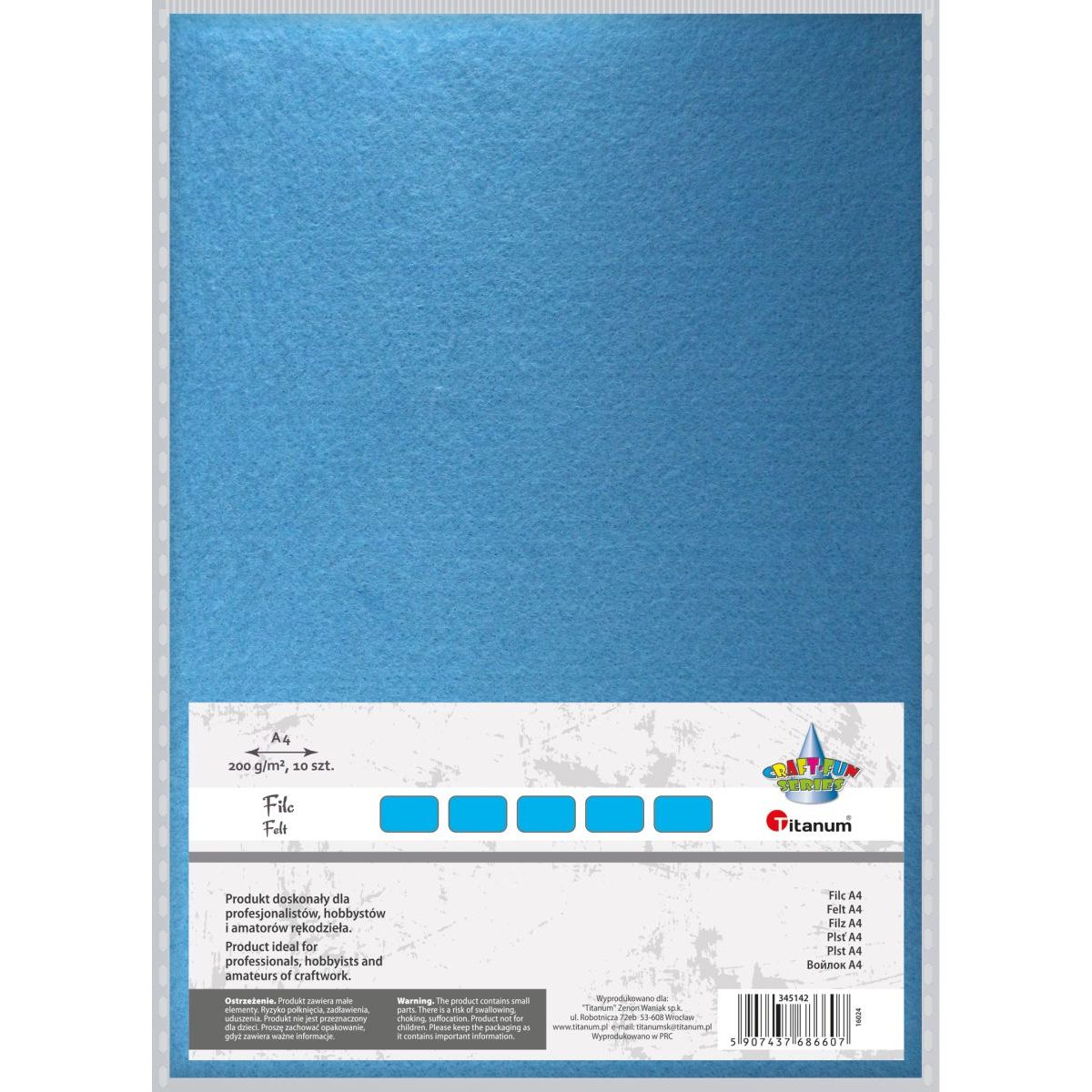 Filc Craft-Fun Series A4 kolor: błękitny 10 ark. Titanum (047)