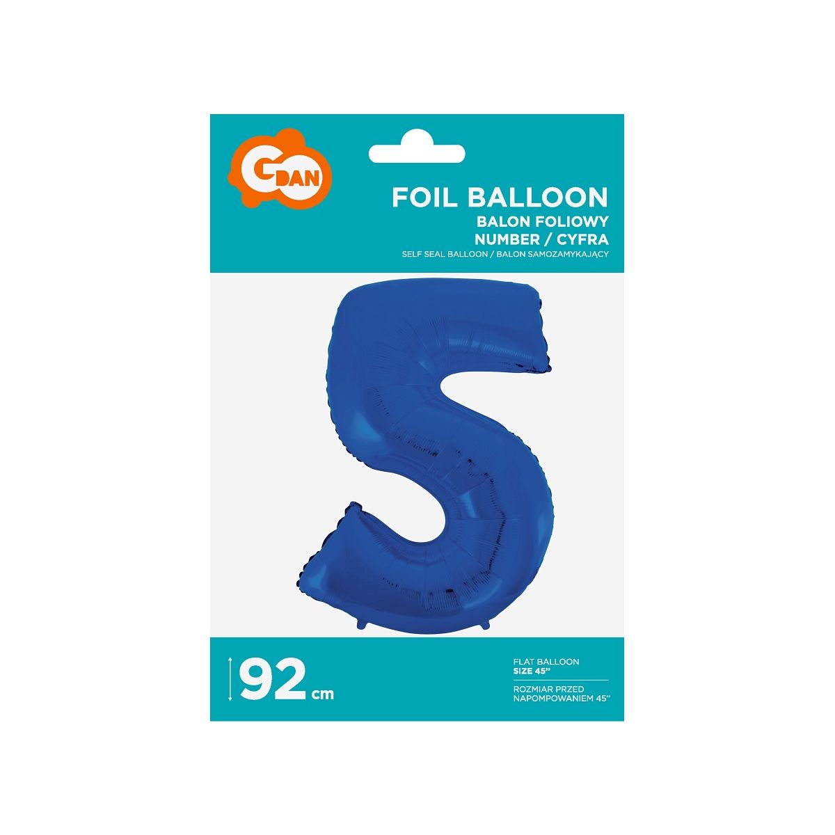 Balon foliowy Godan cyfra 5 NIEBIESKA 91 cm 45cal (FG-C85N5)