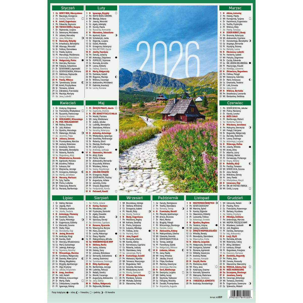 Kalendarz ścienny 5905031841033 plakietka A4 230mm x 335mm Wydawnictwo Wokół Nas (KS059)