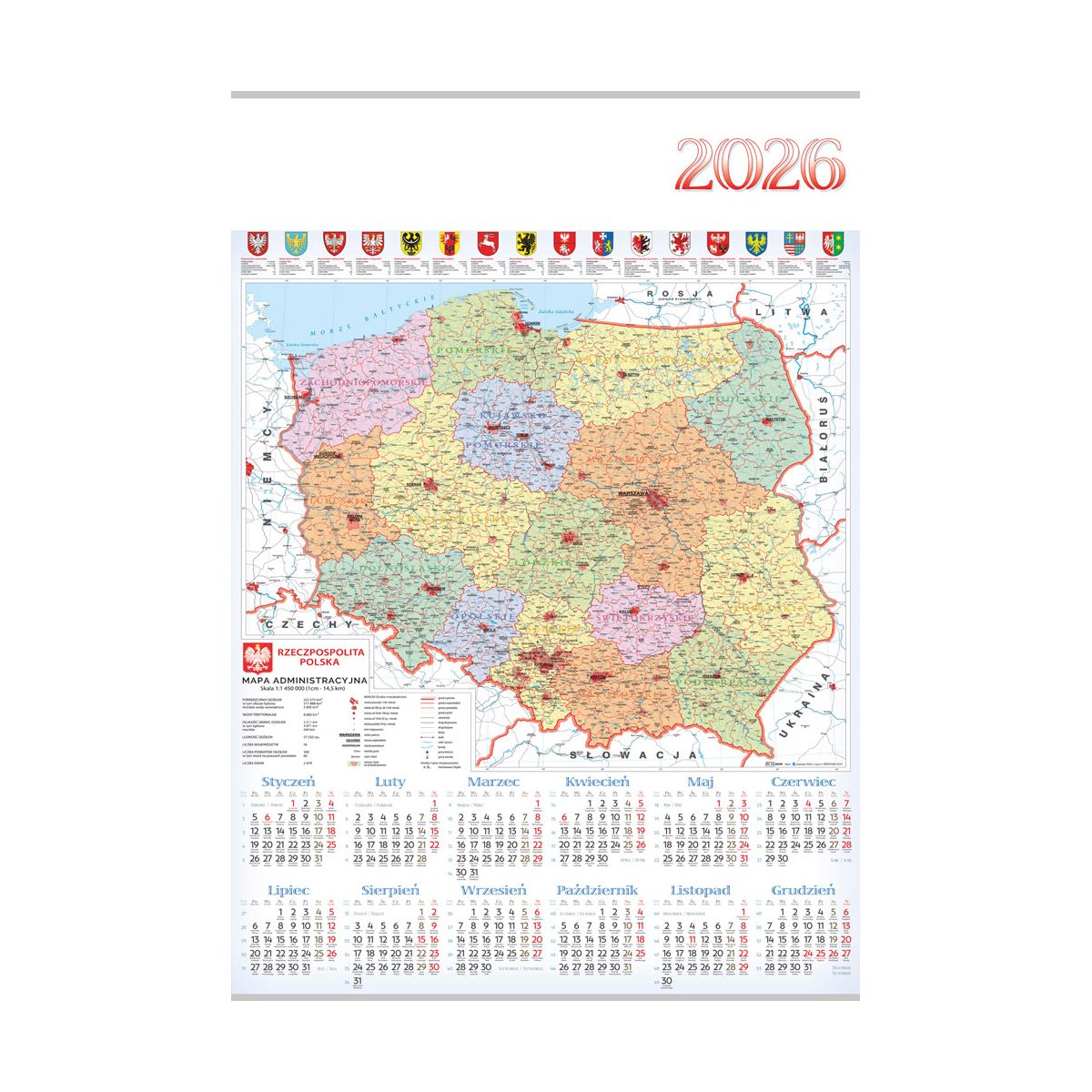 Kalendarz ścienny MAPA plakatowy 607mm x 880mm Lucrum (PL15)