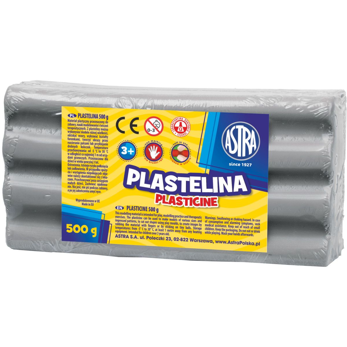 Plastelina Astra 1 kol. popielata 500g