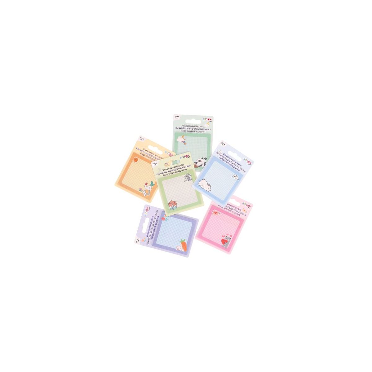 Notes samoprzylepny (karteczki) TRANSPARENTNE mix kol 24szt mix 50k [mm:] 73x73 Strigo (SSN047-052)