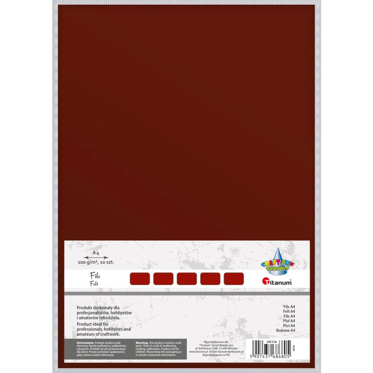 Filc Craft-Fun Series A4 kolor: czekoladowy 10 ark. Titanum (345156)