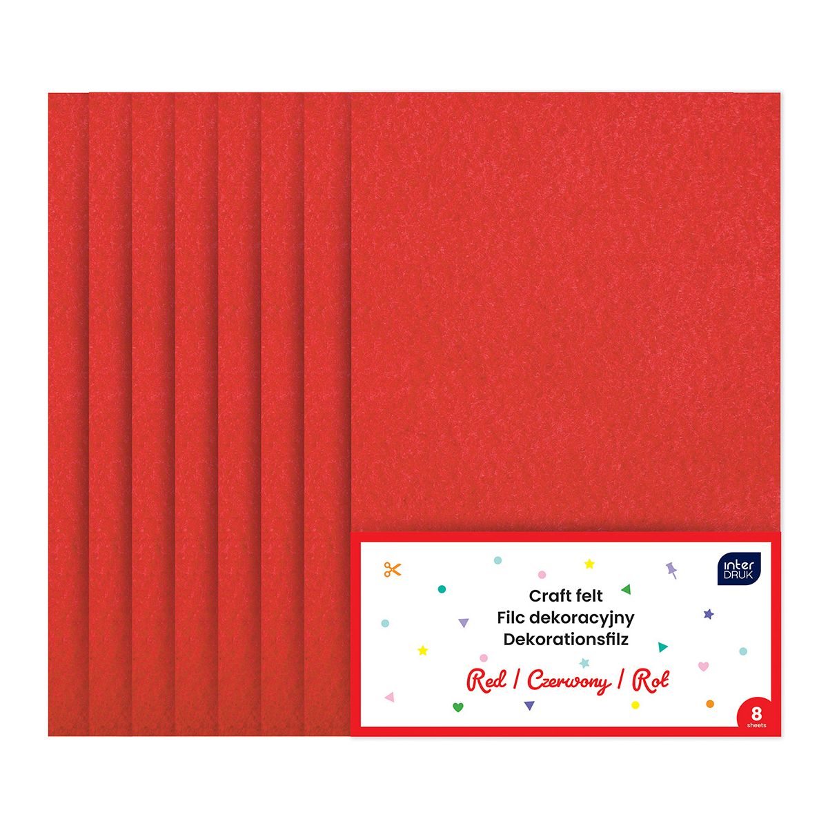 Filc kolor: czerwony 10 ark. Interdruk (IFILDEKCZE)