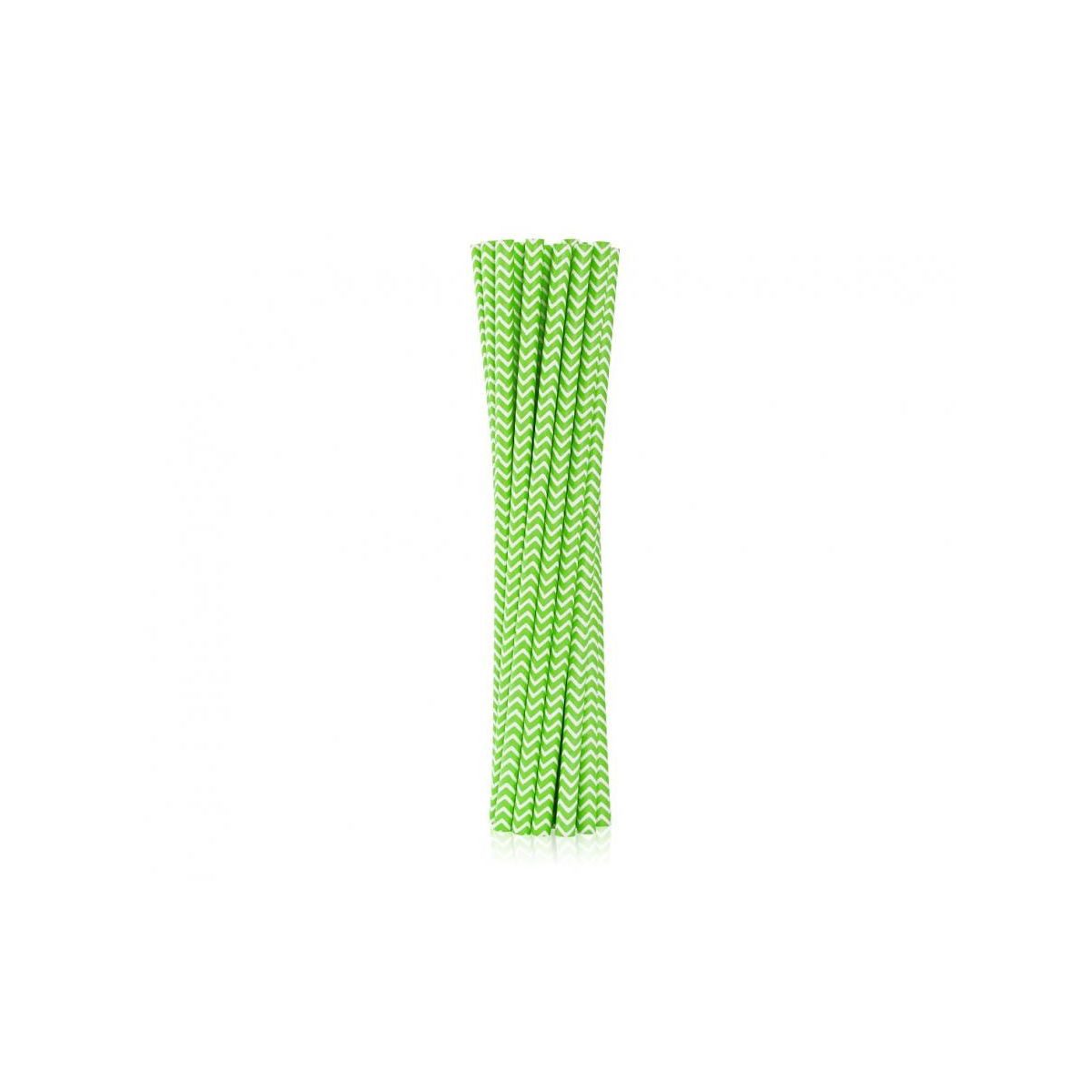 Słomka Godan pap. limonkowe szlaczki, 6x197mm 12 szt (RP-LS12)