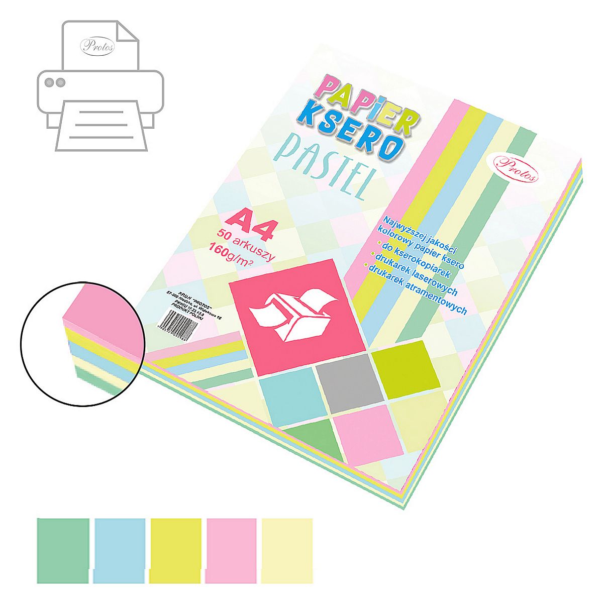 Papier kolorowy A4 mix 160g Protos