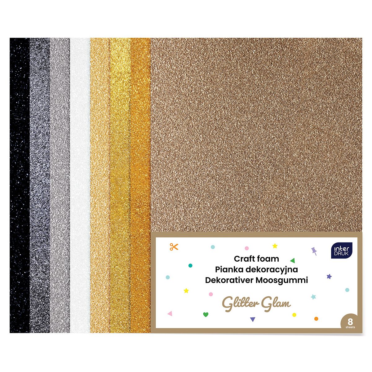 Arkusz piankowy pianka dekoracyjna NC-018 kolor: mix 8 ark. Interdruk (IPIANC019)