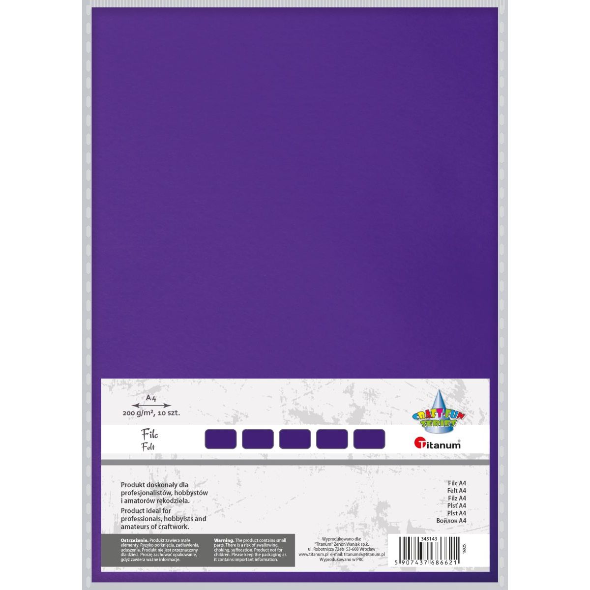 Filc Craft-Fun Series A4 kolor: fioletowy 10 ark. Titanum (058)