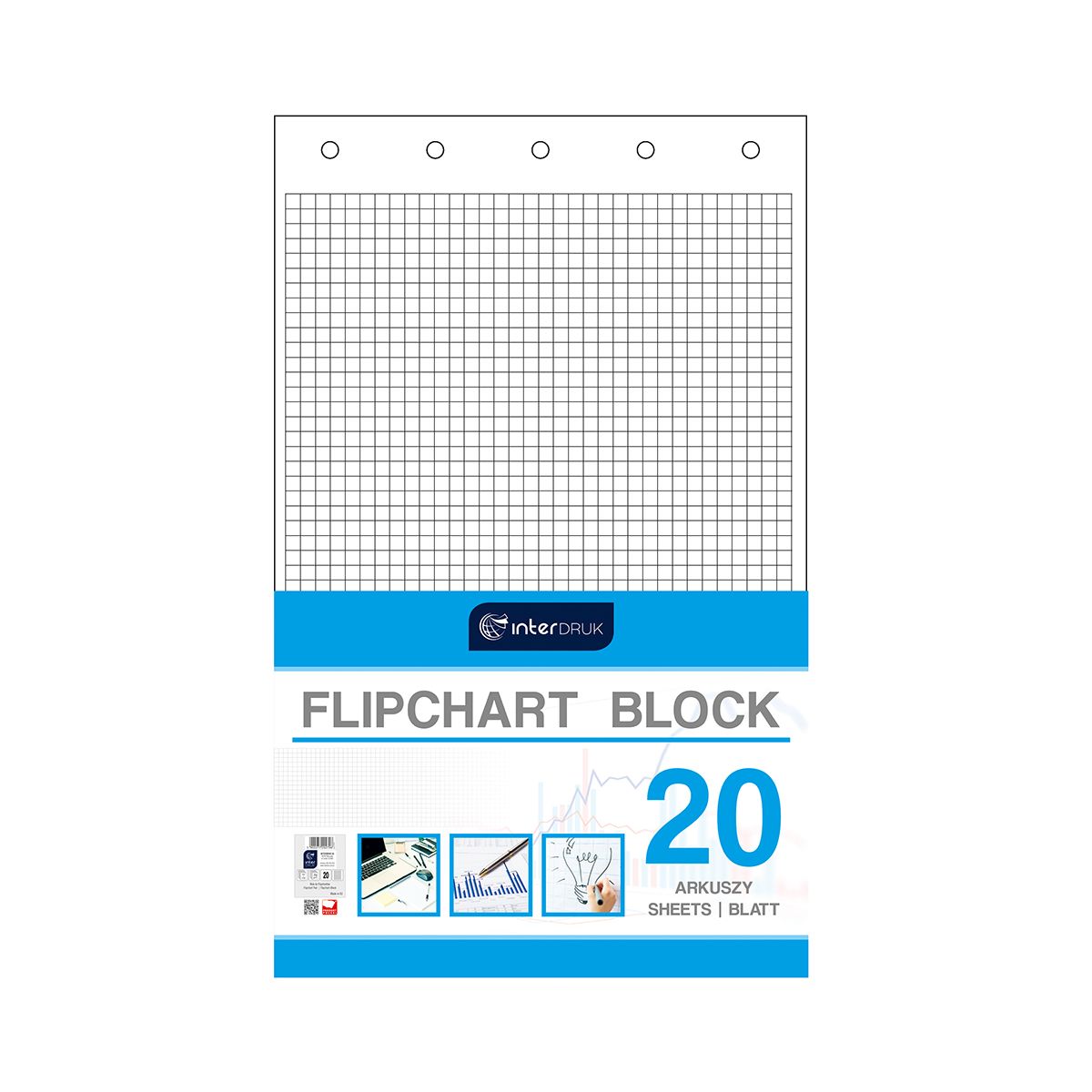 Blok do tablic flipchart Interdruk A1 20k. 80g krata [mm:] 1000x640 (FLI20#)